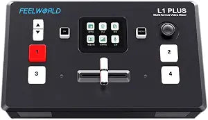 FEELWORLD L1 Plus Multi-Camera Video Mixer Switcher Touch Screen USB2.0 Recording PTZ Control USB3.0 Fast Streaming 2" TFT Touch Screen T-BAR Switching