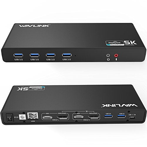 DisplayLink Universal Docking Station,WAVLINK 15-in-1 USB C Ultra 5K Dual 4K HD Multiple Display Dock with 2xHDMI/DP,Gigabit Ethernet,6xUSB 3.0,Type C,Audio,Mic,for New MacBook Neo,Windows,Mac - Image 2