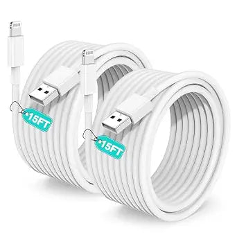 15 FT iPhone Charger Cord Extra Long, [Apple MFi Certified] Lightning Cable 5M, 2.4A Long iPhone Charger Cable Fast Charging Cable 15 Foot for iPhone 14/14pro/13/12/11/11Pro/X/XR/XS Max/8-White