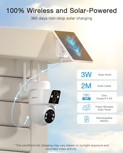ANRAN 2 Pack Dual-Lens Solar Security Camera Wireless Outdoor - 3MP Fixed Wide-Angle + PTZ 360° View, Home Security Camera with Color Night Vision, 2-Way Talk, PIR Motion Detection - Image 5
