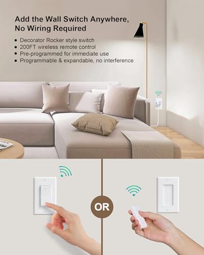 Wireless Remote Control Outlet with Decorator Rocker | Charging & Powe - Image 3