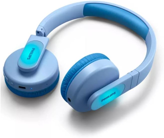 Philips K4206 Kids Wireless On-Ear Headphones, Bluetooth + Cable Connection, 85dB Limit for Safer Hearing, Built-in Mic, 28 Hours Play time, Parental Controls via Philips Headphones, Blue