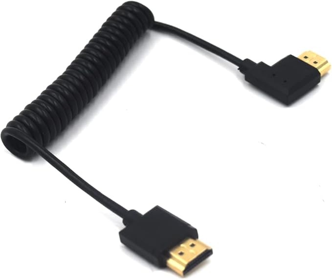 3.9ft HDMI 4K@60Hz Coiled Cable, Left Angle HDMI 2.0 Version Male to Male Adapter Spring Spiral Cord, 18Gbps High Speed, High Definition