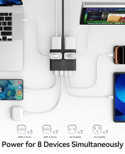 ORICO 25W GaN Power Strip with USB Ports, 8-in-1 Charging Station