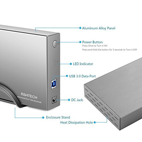 RSHTECH 3.5 Hard Drive Enclosure,Aluminium USB 3.0 to SATA Dock RSH-339