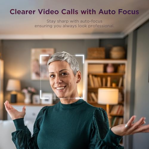 Lenovo FHD Webcam, 1080p Resolution, 30 fps, Dual Noise-Cancelling Microphones, AI Noise Cancellation and Enhanced Image Quality, Physical Privacy Shutter, Microsoft Terms Certified, Black