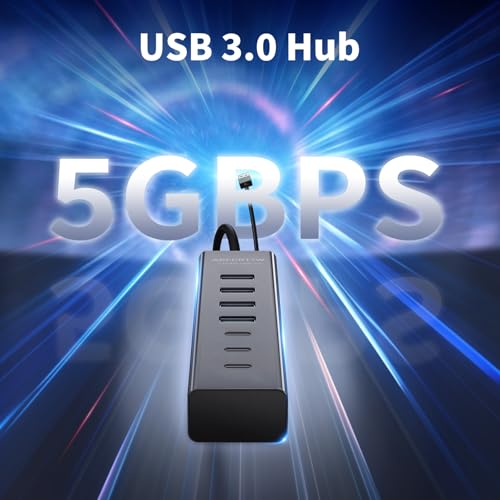 4Ft 7-Port USB Hub 3.0 for Desktop, 4 USB-A & 3 USB- | Computer Access - Image 3