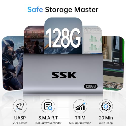 SSK 128GB Portable SSD External Hard Drive Solid State Drive up to 550MB/s