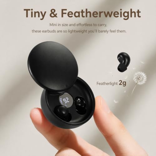Mini Invisible Bluetooth Earbuds, Wireless for Small Ears (Black)