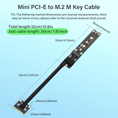SinLoon Mini PCIE to NGFF M.2 M Key Extender Cable MPCIE Male to M2 Female NVME SSD Riser Cable
