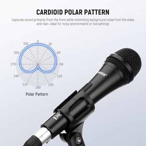 NEEWER NW-040 Cardioid Dynamic Microphone with XLR Cable, Metal Housing