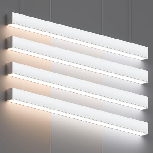 JTT 4FT LED 4Pack White Linear Light,50W/40W/30W Linkable Office Light