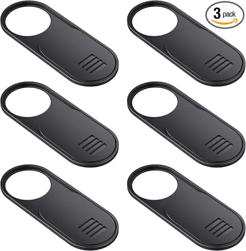 Laptop Camera Cover Slide Cute, Ultra Thin Webcam Cover for iPhone iPad MacBook Pro Computer iMac Cell Phone PC Accessories, Camera Blocker Slider, Great for Privacy (6*Big Black)