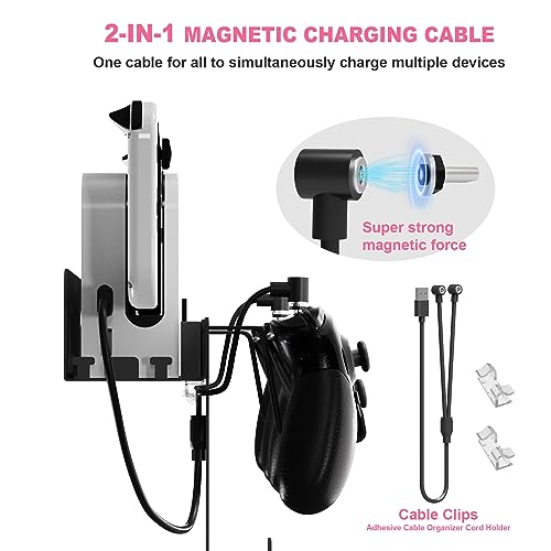 EJGAME Wall Mount Bracket Compatible with Nintendo Switch/OLED,Metal Wall Mount Kit Shelf Stand Accessories with Hooks for Hanging Headphone and Joy-Cons, Dual Controller Holder (Black)