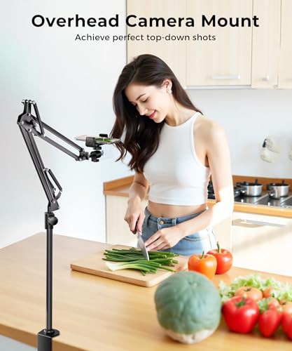 UBeesize Overhead Camera Mount with 360° Adjustable Arm & Phone Holder