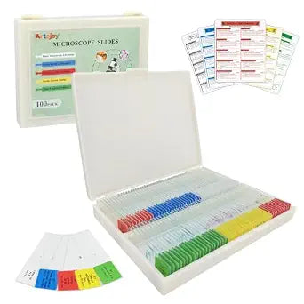 100PCS Prepared Microscope Slides 5 Themed Sets for STEM Education