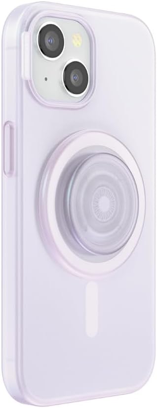 PopSockets iPhone 15 Phone Case with MagSafe, Wireless Charging Compatible, White - Opalescent Clear