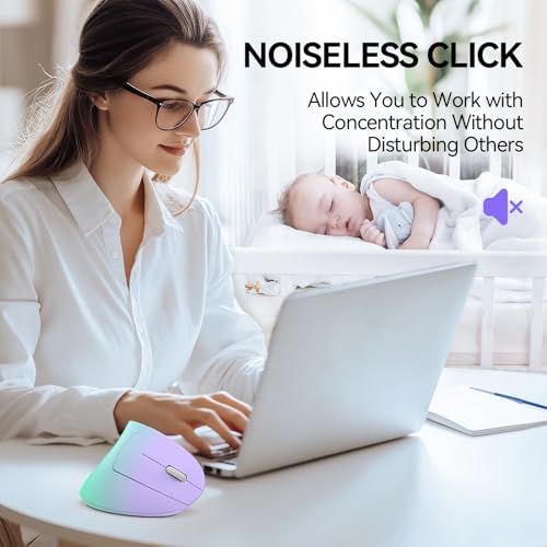 TECKNET Ergonomic Mouse, 4800 DPI Wireless Bluetooth Vertical, 3-Device