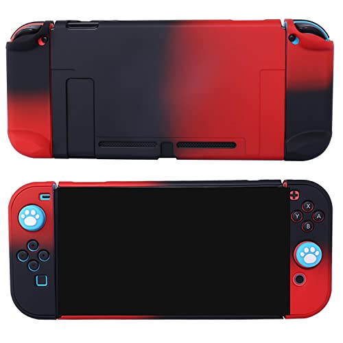 COMCOOL Dockable Case for Nintendo Switch 3 in 1 Protective Cover Case for Nintendo Switch and Joy-Con Controller with Screen Protector - Red Black