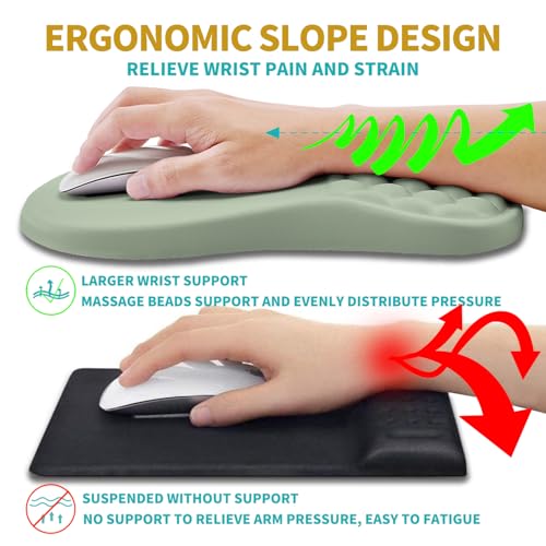 Hokafenle 2 in 1 Ergonomic Mouse Pad Wrist Support & Wrist Rest for Computer Keyboard Set, with Relieve Carpal Tunnel Pain Massage Bulge and Full Memory Gel Design (2In1 Set, Light - Image 6