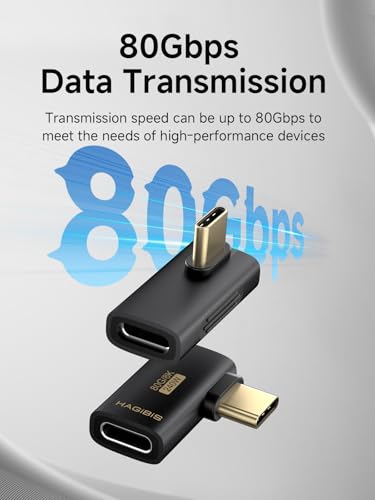 Hagibis USB-C Adapter Kit, Multifunction 80Gbps 240W 8K@60Hz USB4 V2.0 Type-C Right Angle Adapter 90 Degree Convertor Set Magnetic Storage Case with USB4 Cable and SIM Card Eject Pin