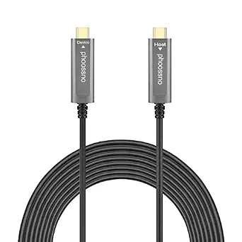 phoossno USB C to C Fiber Optical Cable USB 3.2 Type C Cable 10Gbps 33FT Compatible with Microsoft Azure Logitech Camera Aver &Vaddio & Barco ClickShare Touch Screen Kinect Intel RealSense
