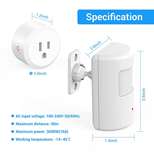 SEHOMY 2 Pack Outlet with Motion Sensor for Bathroom no Wire, Control Light