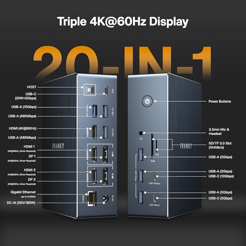 iVANKY Triple Display DisplayLink Dock for Window/MacBook Pro, 180W Adapter - Image 3
