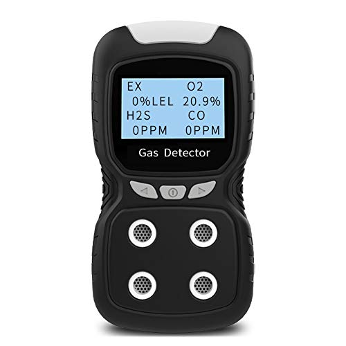 Portable Gas Detector, Gas Clip 4 Gas Monitor Meter Tester Analyzer, Rechargeable LCD Display Sound Light Shock Air Quality Tester, 2 Year Detector…