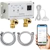 WiFi Smart Water Shutoff Valve with Leak Sensor, 3/4" Brass Valve & Extra Hose, Effortless Remote Control and Real-Time Water Leak Alerts via App, White