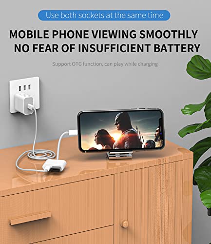Otg Adapter Lightning Male to Usb Female and Charger Cable for Iphone 13 11 12 Mini Max Pro Xs Xr X 7 8plus Ipad Air A Camera Memory Connector Stick Flash Drive Cord Cable Converter Charging Splitter