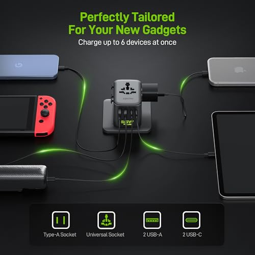 Epicka Pulse Duo 65W Universal Travel Adapter PD/QC 3.0, 2AC/2USB-C/2USB-A