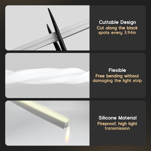 LED Strip Lights Warm White 3000K,32.8ft 110-120V Neon Rope Lights,Flexible Silicone Outdoor Waterproof Neon Strip Lights for Bedroom,Mirror,Kitchen Cabinet, Living Room,Halloween Decor