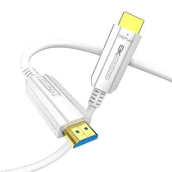 Fiber Optic HDMI Cable 6FT, 8K Long HDMI 2.1 Cable, 48Gbps White HDMI Cable 8K@60Hz 4K@120Hz, Dynamic HDR, eARC, HDCP 2.2&2.3, 3D, for Laptop, PC, Monitor, PS5, PS4, Xbox, HDTV, Projector