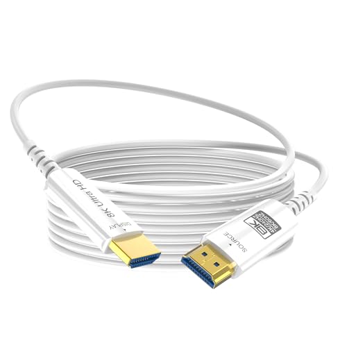 8K Fiber Optic HDMI Cable 50 FT, 8K@60Hz 4K@240Hz, Thin Extra Long HDMI Cable 48Gbps Ultra High Speed, Dynamic HDR, eARC, HDCP 2.2&2.3, 3D, Compatible for PS4/5/Xbox/TV/Laptop/Monitor - Image 1