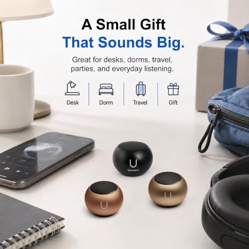 Fashionit U Mini Bluetooth Speaker, Portable Small Magnetic, Black