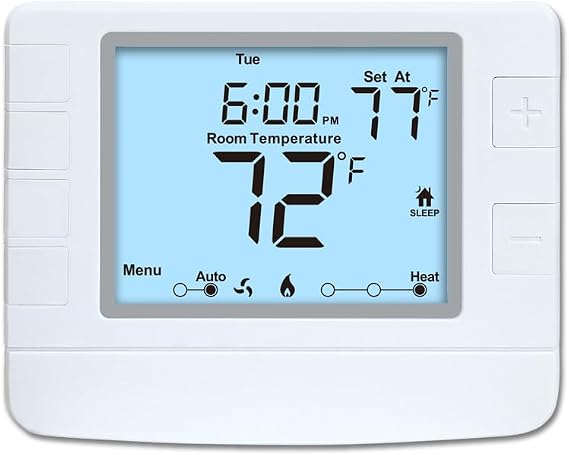 Programmable Thermostat for House, 2 Heat/1 Cool, Extra Large Display, White Backlight