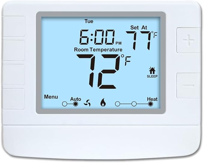 Programmable Thermostat for House, 2 Heat/1 Cool, Extra Large Display, White Backlight