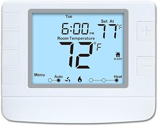 Programmable Thermostat for House, 2 Heat/1 Cool, Extra Large Display, White Backlight