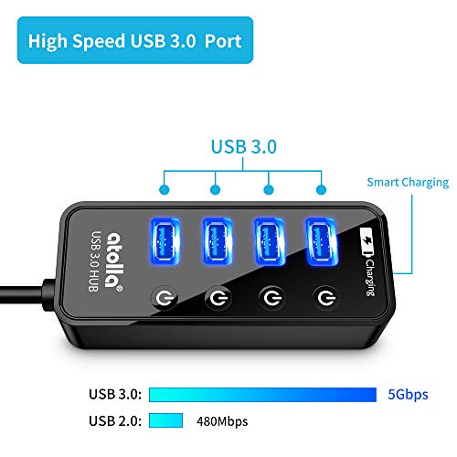 Atolla 4-Port USB 3.0 Hub with 4 Data Ports, 1 Smart | Computer Access - Image 3