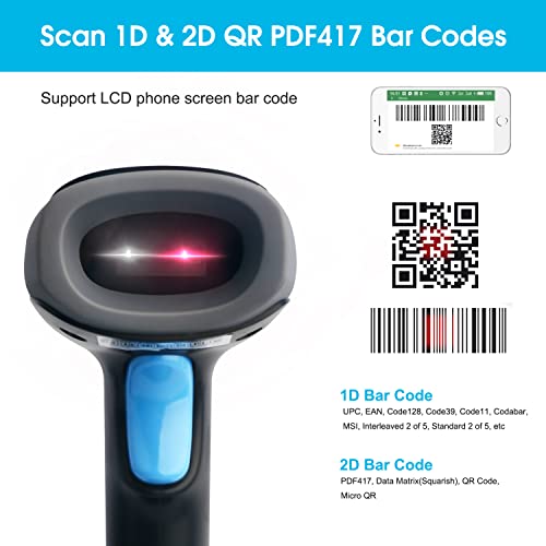 Sumicor 2D USB Barcode Scanner with Stand, Handheld 1D 2D QR Barcode Reader Support Mobile Payment Laptop Screen Scan Wired Bar Code Scanner for Supermarket Retail Store