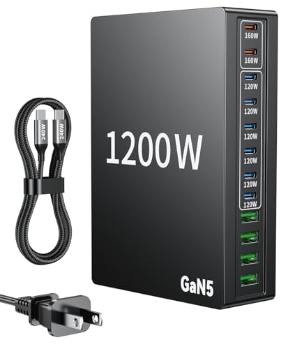 1200W USB C Charger Block Fast 12 Port MacBook Pro Charging Station