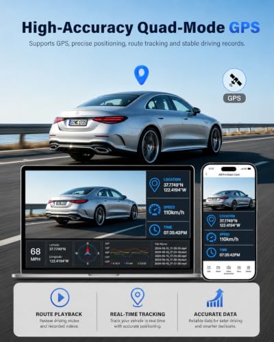 3 Channel Dash Cam, 4K+2.5K+2.5K, WiFi GPS, for Rideshare and Taxi