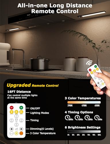 12" Under Cabinet Lighting Wireless, Remote, Motion Sensor, 2Pack, Black - Image 3