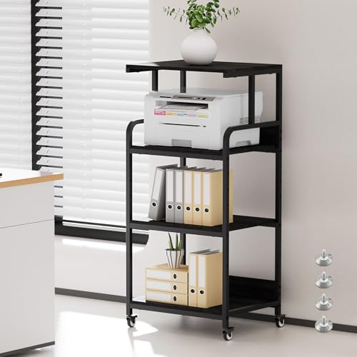 4 Tier Printer Stand with Wheels, Tall Printer Table with Storage