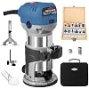 Dobetter 1.25HP Wood Router Tool, 6.5Amp Electric Trim Router, 6 Variable Speed Compact Palm Router Woodworking with 1/4" & 3/8" Collets, 12 Wood Router Bits and Portable Bag