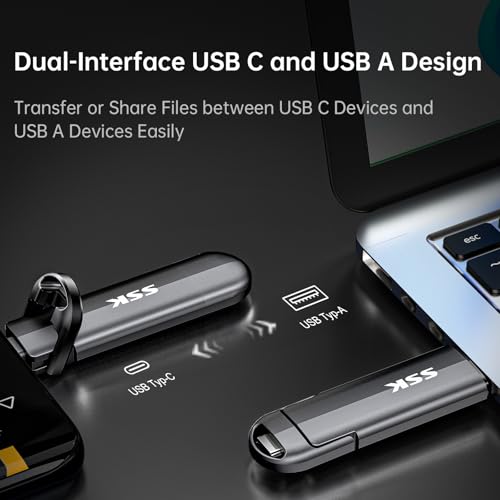 SSK 128GB External SSD Drive up to 550MB/s Dual USB C+A 3. 2 Thumb Drive