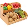 Stackable Bamboo Pantry Organizer - 3-Piece Storage Basket Set for Potato, Onion & Kitchen Cabinet, Tool-Free Assembly, Multi-Size Bins