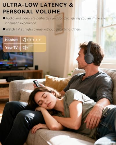 ANSTEN Wireless Headphones for TV Watching with Digital Optical RCA AUX 3.5 MM Transmitter Charging Dock