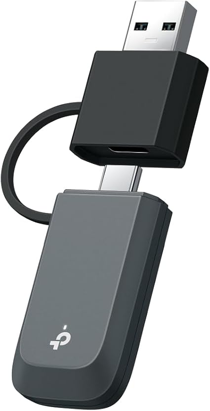 TP-Link BE6500 Tri-Band USB Wi-Fi 7 Adapter for Desktop PC, 2-in-1 USB-C&A
